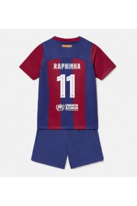 Fotbalové Dres Barcelona Raphinha Belloli #11 Dětské Domácí Oblečení 2023-24 Krátký Rukáv (+ trenýrky)